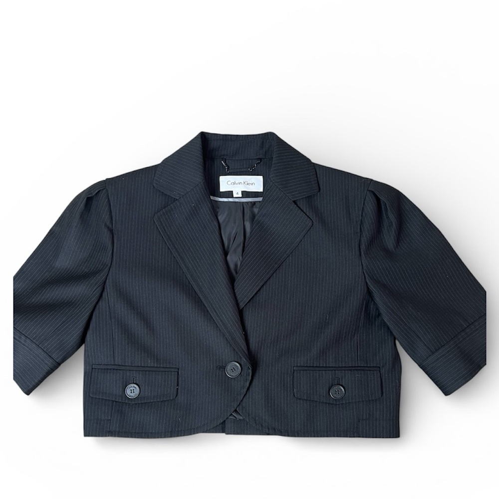 Calvin Klein Cropped Pinstripe Blazer size 4
